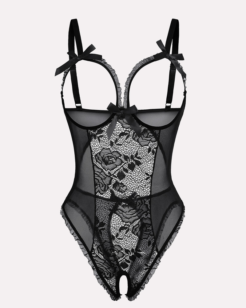 Crotchless Lace Mini Bodysuit