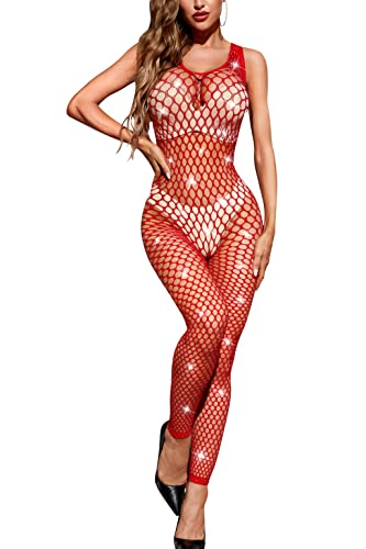 Sparkle Rhinestone Mesh Tights One Piece Teddy Lingerie